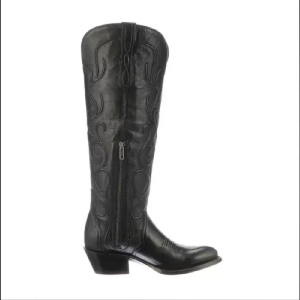 LUCCHESE BLACK PERI WESTERN BOOT SIZE 7